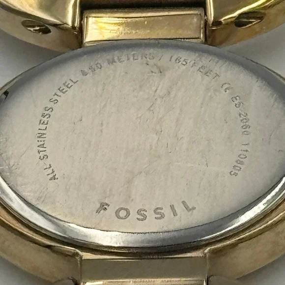 Fossil Womens Gold Tone Oval Link Bracelet Watch Black Dial ES-9457 - Picture 9 of 16